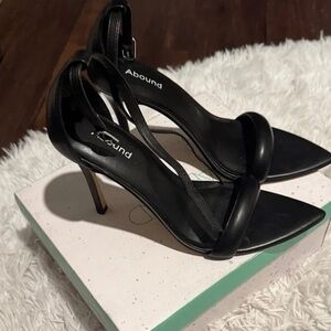 Abound Black Pointed Toe Ankle Strap Heels